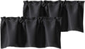 Chyhomenyc Black Valances for Window, Room Darkening Short Curtains for Kitchen Bedroom Living Room, Rod Pocket Top Small Window Treatment Valance RV Bunk Panels, 40" Wx18 L, 2 Pieces