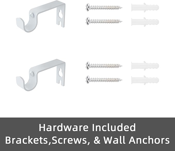 GXOACKJ Curtain Rods for windows 32-48 inch, 5/8 inch Decorative White Splicing Heavy Duty Metal Curtain Rod set with Brackets
