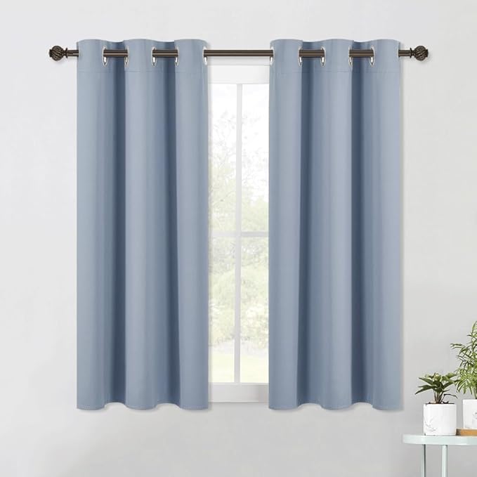 NICETOWN Blackout Curtain Panels for Bedroom, 2 Panels, W42 x L60 inches, Vintage Blue, Thermal Insulated Grommet Top Blackout Draperies and Drapes