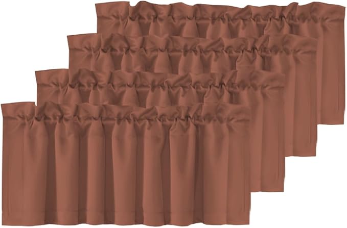 H.VERSAILTEX 4 Panels Blackout Valances for Small Windows Thermal Insulated Short Curtains Privacy Decorative Rod Pocket Shade for Kitchen/Living Room/Cafe/Laundry,52" W x 18" L,Washed Spice