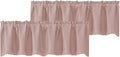 Chyhomenyc Blush Pink Valances for Windows, Short Window Valance Curtains for Living Room Bedroom Bathroom, Room Darkening Solid Privacy Small Kitchen Valances, 60Wx16L, 2 Pack