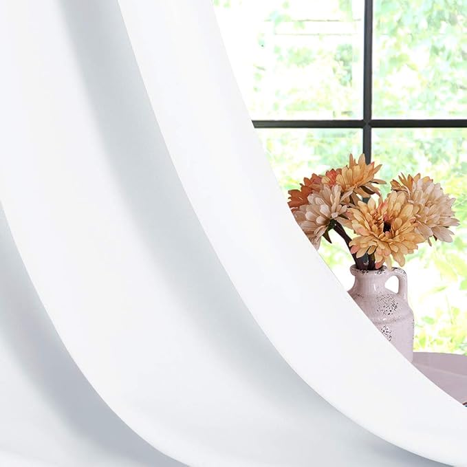 NICETOWN Draperies Curtains Panels, Blocking Out 50% Sunlight Window Treatment Curtains, Grommet Top Small Window Drapes for Bedroom (2 Panels, 70 by 54, White)