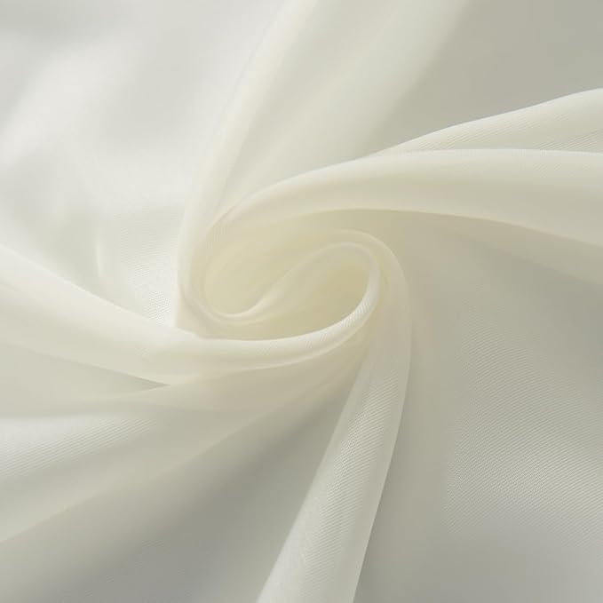 SpaceDresser Ivory Sheer Curtains 4 Panels Rod Pocket Semi-Sheer Curtain 45 Inches Long Light Filtering Voile Window Drapes for Bedroom Living Room Kitchen, Each 52W x 45L