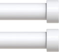 VOIIY 2 Pack Curtain Rods for Windows 18 to 42 Inch(1.5-3.5 Feet),White 1'' Diameter Drapery Rods with End Cap Style Design,Modern Adjustable Heavy Duty Curtain Rod,Size:18''-42''