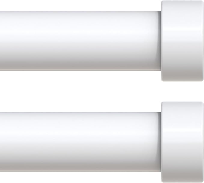 VOIIY 2 Pack Curtain Rods for Windows 28 to 48 Inch(1.5-5 Feet),White 1'' Diameter Drapery Rods with End Cap Style Design,Modern Adjustable Heavy Duty Curtain Rod,Size:30''-60''