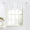 NICETOWN Window Valance for Bedroom, Energy Saving Home Fashion Rod Pocket Scalloped Valance Short Small Window Tiers for Laundry/loft/Department, W 52 x L 18, 2 Pieces, Pure White
