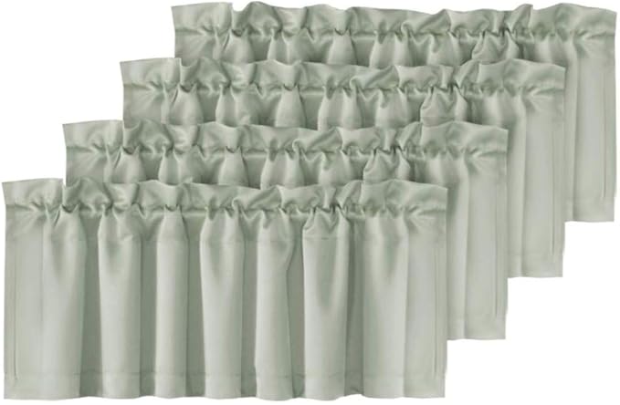 H.VERSAILTEX Blackout Valances for Windows,Kitchen Valance Curtains for Living Room/Bedroom/Bathroom/Basement Privacy Rod Pocket, 4 Panels 52" W x 18,Light Sage