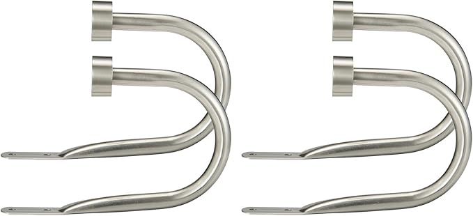 Premium Curtain Holdback, Quality Metal Decorative Curtain Holdbacks with Zinc Alloy Cap Finials,Rust-Proof, Set of 4 Window Curtain Holdbacks,Satin Nickel