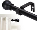 GXOACKJ Curtain Rods for windows 66-120 inch, 5/8 inch Decorative Matte Black Splicing Heavy Duty Metal Curtain Rod set with Brackets