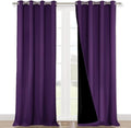 NICETOWN Truly Blackout Drapes for Living Room, Heavy-Duty Full Light Shading Curtain Set with Black Liner Backing for Villa/Hall/Dorm Window（Royal Purple, Package of 2, 52 inches W x 95 inches L