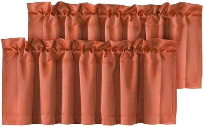 H.VERSAILTEX Blackout Valances for Windows,Kitchen Window Valance Curtains for Living Room/Bedroom/Bathroom Privacy Decorative Rod Pocket ，2 Panels，52" W x 18" L, Orange