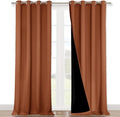 NICETOWN 100% Blackout Curtains for Windows, Pack of 2, Burnt Orange, 52" W x 120" L, Super Heavy-Duty Black Lined Total Darkness Drapes for Bedroom, Privacy Assured Window Treatment for Patio