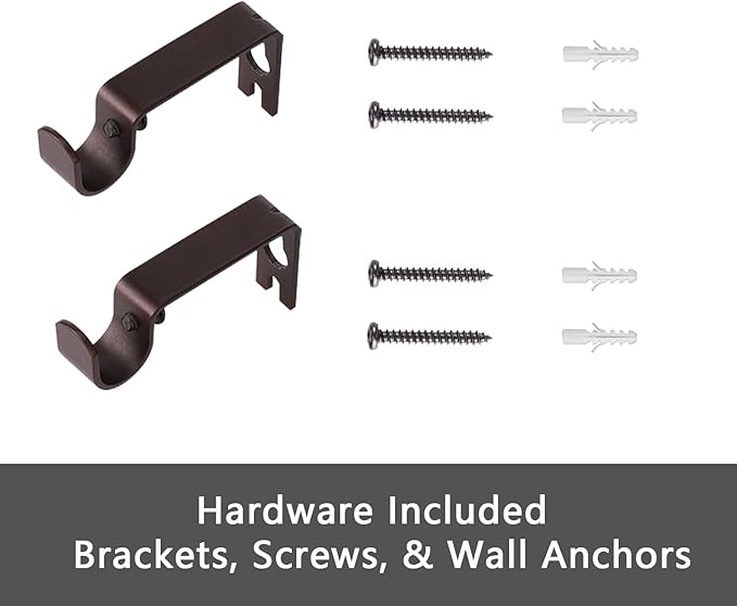 GXOACKJ Curtain Rods for windows 32-62 inch, 5/8 inch Decorative Brown Splicing Heavy Duty Metal Curtain Rod set with Brackets