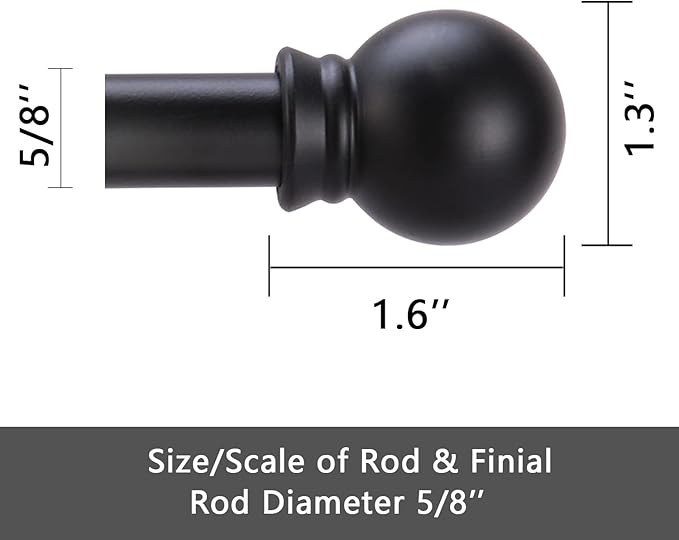 GXOACKJ Curtain Rods for windows 48 to 84-93 inch, 5/8 inch Decorative Matte Black Splicing Heavy Duty Metal Curtain Rod set with Brackets