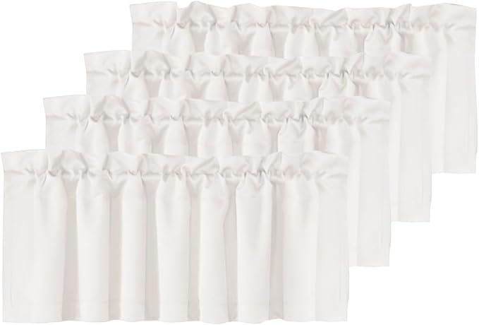 H.VERSAILTEX Blackout Valances for Windows,Kitchen Valance Curtains for Living Room/Bedroom/Bathroom/Basement Privacy Rod Pocket, 4 Panels 52" W x 18,Ivory
