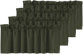H.VERSAILTEX 4 Panels Blackout Valances for Small Windows Thermal Insulated Short Curtains Privacy Decorative Rod Pocket Shade for Kitchen/Living Room/Cafe/Bathroom/Laundry,52" W x 18" L,Olive