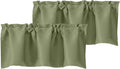 Chyhomenyc Sage Green Valances for Window, Room Darkening Short Curtains for Kitchen Bedroom Living Room, Rod Pocket Top Small Window Treatment Valance RV Bunk Panels, 40" Wx14 L, 2 Pieces