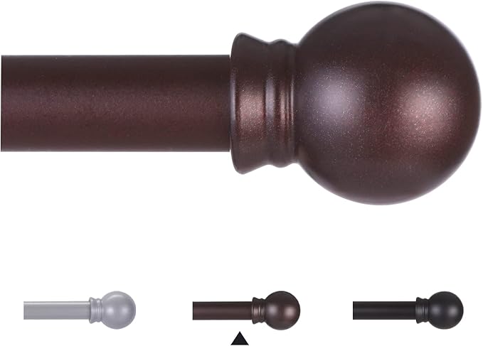 Thestoa Brown Curtain Rods for Windows 30-62 Inch, 5/8" Stainless Steel Small Curtain Rod for Bedroom, Living Room,Kitchen,Farmhouse