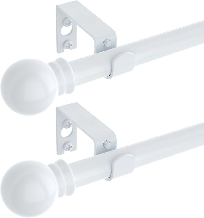 GXOACKJ 2 Pack White Curtain Rods for windows 32 to 62 inch, 5/8 inch Splicing Heavy Duty Metal Curtain Rod Set with Brackets