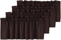 H.VERSAILTEX Blackout Valances for Windows,Kitchen Valance Curtains for Living Room/Bedroom/Bathroom/Basement Privacy Short Window Valance Curtains, 4 Panels 52" W x 18,Chocolate Brown