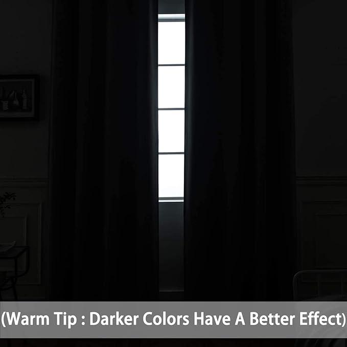 Yakamok Thermal Insulated Blackout Curtains for Bedroom,Grommet Top Room Darkening Window Drapes for Living Room, 42W x 84L,Burgundy Red,2 Panels