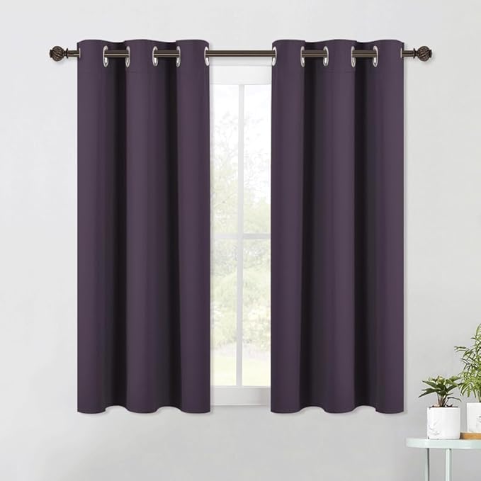 NICETOWN Blackout Curtain Panels for Bedroom, 2 Panels, W42 x L60 inches, Greyish Purple, Thermal Insulated Grommet Top Blackout Draperies and Drapes