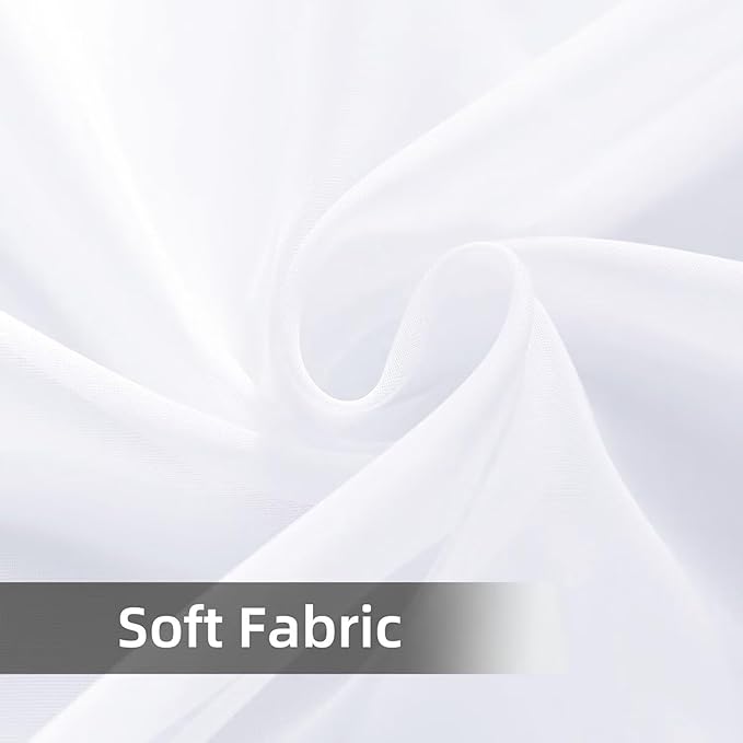 youleyar Solid Sheer Rod Pocket Curtain Voile Draperies 4 Panels White Beige Black Grey Ivory 52 Inch Width 84 Inch Long 1 Pair for Kitchen Bedroom Children Living Room Yard(Optical White,52 Wｘ84 L)