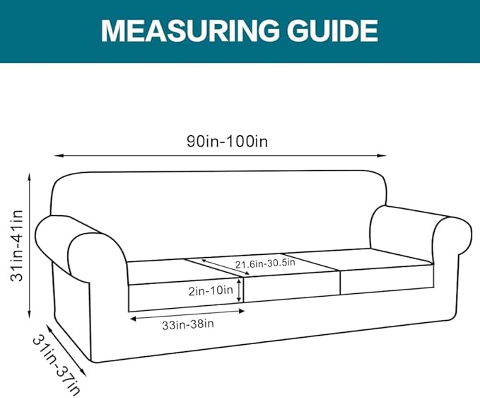 Turquoize 4 Piece Sofa Covers for 3 Cushion Couch Sofa Slipcover Soft Couch Cover for Dogs Washable Furniture Cover with 3 Individual Large Cushion Covers Feature Fabric (Large Sofa, Deep Teal)