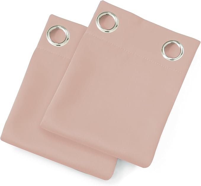 LEMOMO Blush Blackout Curtains/38 x 54 Inch/Set of Two Panels Grommet Living Room Curtains