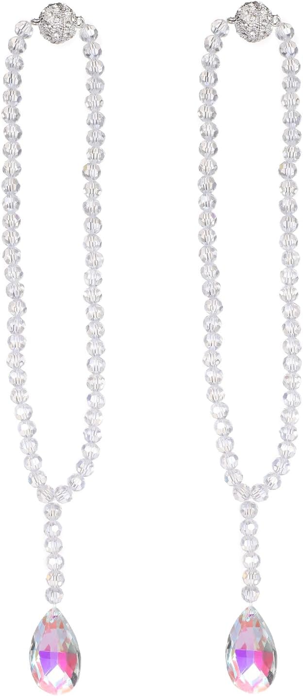 SUQ I OME 2 Pack of Luxury Crystal Beaded Magnetic Curtain Tieback and Holdback Curtain Clips Curtain Buckle Curtain Holder Blingbling Curtain Holdbacks for Drapes,Colorful