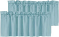 H.VERSAILTEX Blackout Kitchen Curtain Valances,Window Valance Curtains for Living Room/Bedroom/Bathroom Privacy Decorative Rod Pocket Kitchen Valances，2 Panels，52" W x 18" L, Mineral Blue