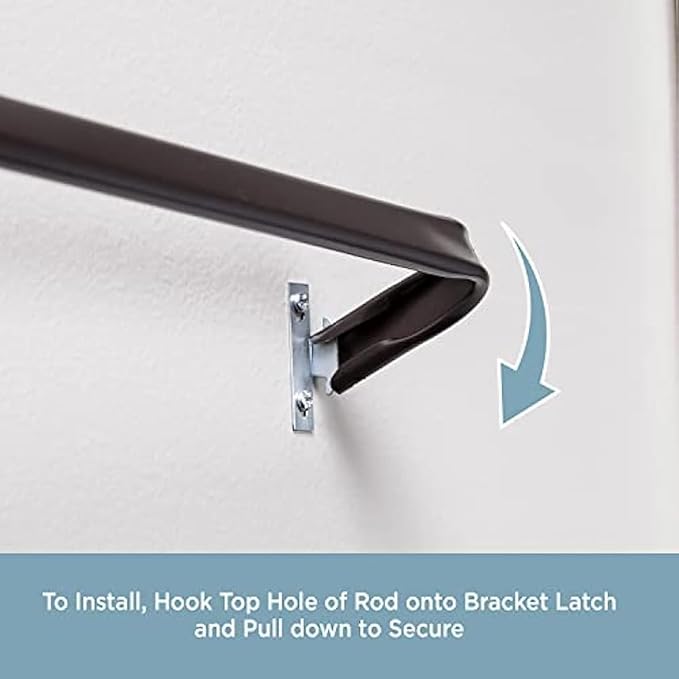 Blu-Pier Tech Heavy Duty Single Rod 28"-48" Adjustable Curtain Rod Hardware Included，Black(Pack of 2)