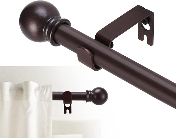 GXOACKJ Curtain Rods for windows 32-48 inch, 5/8 inch Decorative Brown Splicing Heavy Duty Metal Curtain Rod set with Brackets