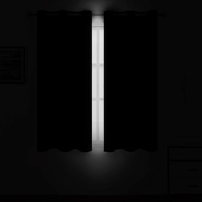 LEMOMO Grey Blackout Curtains/52 x 45 Inch/Set of 2 Panels Room Darkening Short Curtains