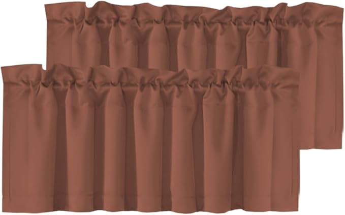H.VERSAILTEX 2 Panels Blackout Valances for Small Windows Thermal Insulated Short Curtains Privacy Decorative Rod Pocket Shade for Kitchen/Living Room/Cafe/Laundry,52" W x 18" L,Washed Spice
