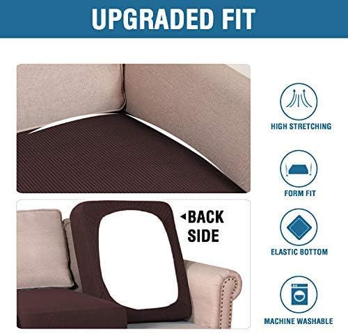 H.VERSAILTEX Stretch Couch Cushion Covers Individual Seat Sofa Chair Slipcovers Cushion Protector Cover Featuring Jacquard Textured Twill Fabric(1 Cushion Chair Cover, Chocolate)
