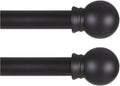 Thestoa 5/8" Diameter Splicing Curtain Rods 2 pack for Windows 30 or 46 inch, Black Curtain Rods for Bedroom, Living Room, Farmhouse, Outdoor etc.