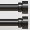 Lootkell Modern Black Curtain Rods Set, 48-84 Inches Adjustable, Heavy Duty 1 Inch Diameter, Decorative Finials, 2 Pack, for Windows, Outdoor, Farmhouse, Bedroom, Kitchen, Living Room