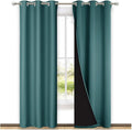 NICETOWN Blackout Curtains 80 inches Long, 2 Pieces, 42" Wide Each Panel, Sea Teal, Full Light Blocking Drapes with Black Liner for Nursery, Thermal Insulated Draperies for Hall, Villa