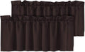 H.VERSAILTEX Blackout Valances for Windows,Kitchen Window Valance Curtains for Living Room/Bedroom/Bathroom Privacy Decorative Rod Pocket Kitchen Valances，2 Panels，52" W x 18" L, Chocolate Brown