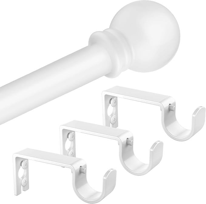 White Curtain Rods for Bedroom with Brackets,5/8 Inch Diameter Small Window Curtain Rod Adjustable 32 to 120 Inches,Easy Install Drapery Rods