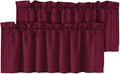 H.VERSAILTEX Blackout Valances for Windows,Kitchen Window Valance Curtains for Living Room/Bedroom/Bathroom Privacy Decorative Rod Pocket，2 Panels，52" W x 18" L, Burgundy