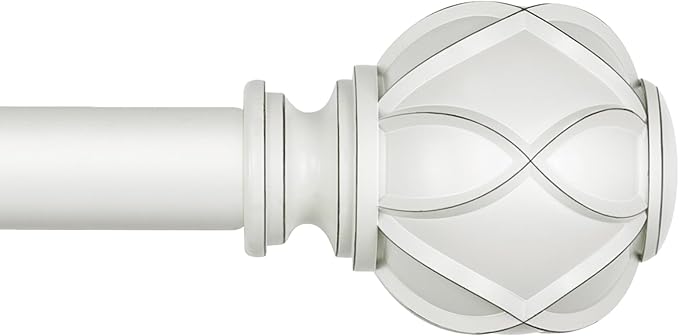 KAMANINA White Curtain Rods for Windows 72 to 144 Inches (6-12ft) Long Heavy Duty Curtain Rod, 7/8 Inch Adjustable Drapery Rods with Decorative Netted Texture Finials