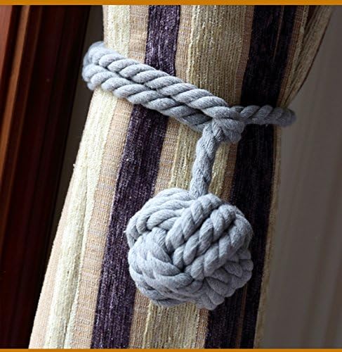 Melaluxe 2 Pack Curtain Tiebacks - Heavy Duty Curtain Rope Tieback, Handmade Rural Decorative Curtain Holdbacks (Grey)