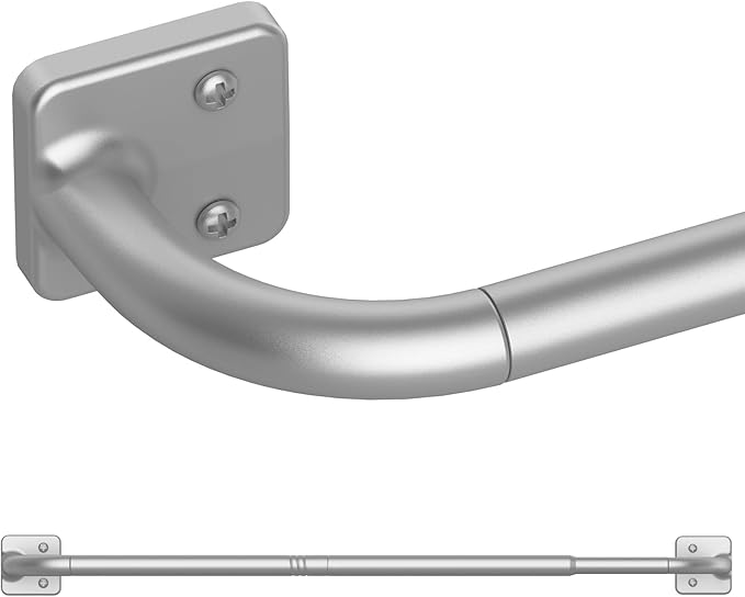 UIOSANRT Silver Curtain Rods, 5/8" Diameter, 32 - 120" Length, Warp Around, Room Darkening, Wall Mounted, 25 lbs Weight Capacity