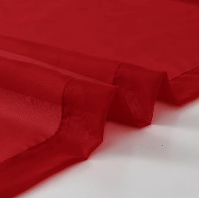 SpaceDresser Christmas Red Sheer Curtains 4 Panels Rod Pocket Semi-Sheer Curtain 54 Inches Long Light Filtering Voile Window Drapes for Bedroom Living Room Kitchen, Each 52W x54L