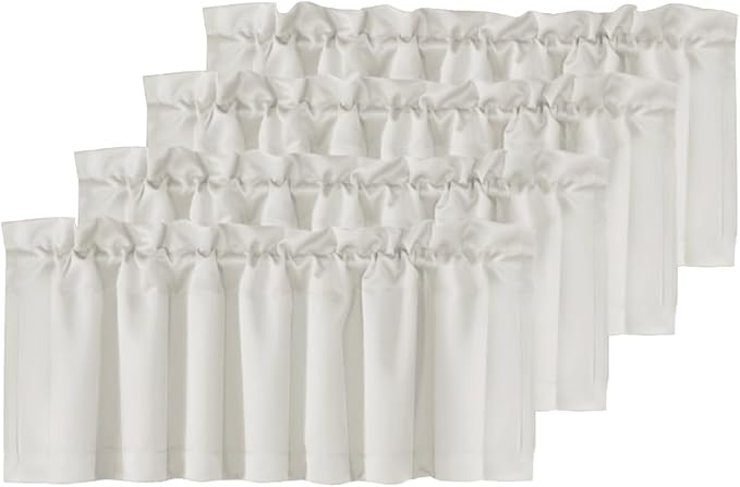 H.VERSAILTEX 4 Panels Blackout Valances for Small Windows Thermal Insulated Short Curtains Privacy Decorative Rod Pocket Shade for Kitchen/Living Room/Cafe/Bathroom/Laundry,52" W x 18" L,Pale Oak