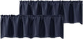 Chyhomenyc Navy Blue Valances for Window, Room Darkening Short Curtains for Kitchen Bedroom Living Room, Rod Pocket Top Small Window Treatment Valance RV Bunk Panels, 60" Wx14 L, 2 Pieces