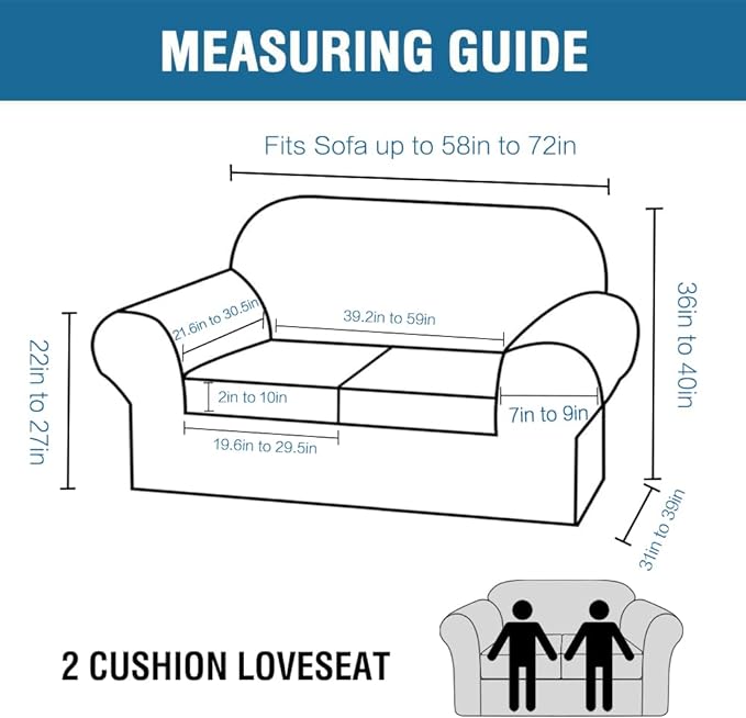 H.VERSAILTEX Real Velvet Plush 3 Piece Stretch Sofa Covers Couch Covers for 2 Cushion Couch Loveseat Covers Width Up to 72 Inch Feature Thick Soft Stay in Place (Medium Sofa, Navy)