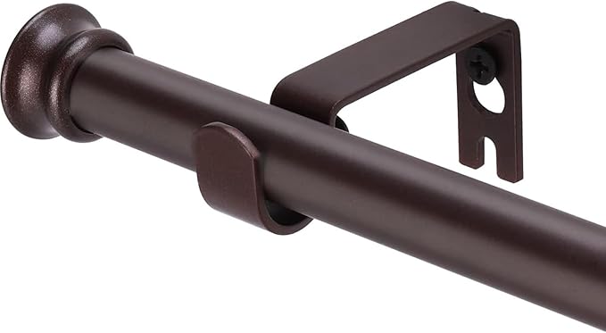 Small Curtain Rods for Windows 30" to 60" 5/8 Inch Standard Decorative Brown Curtain Rod with Brackets Easy to Install for Bedroom Living room Kitchen